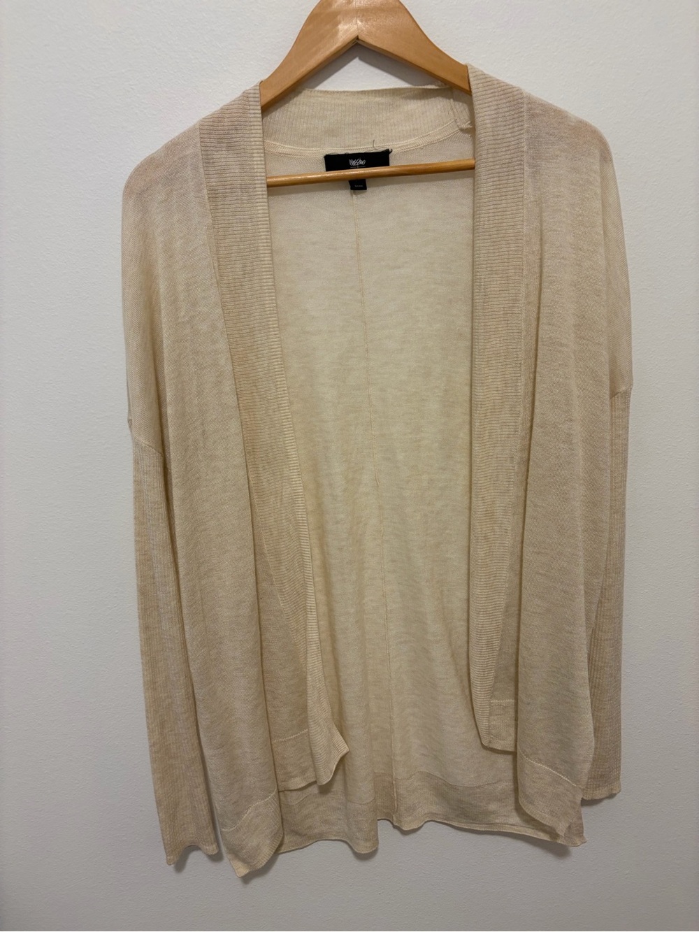 Eileen Fisher Cream Open-Front Lightweight Cardigan